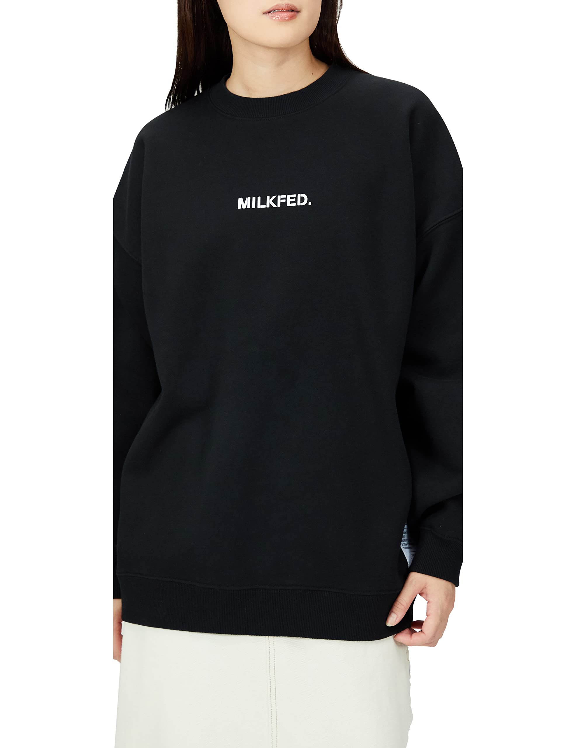 

Milkfed Basic Stencil Большой свитшот размера one size, женский, черный, чёрный