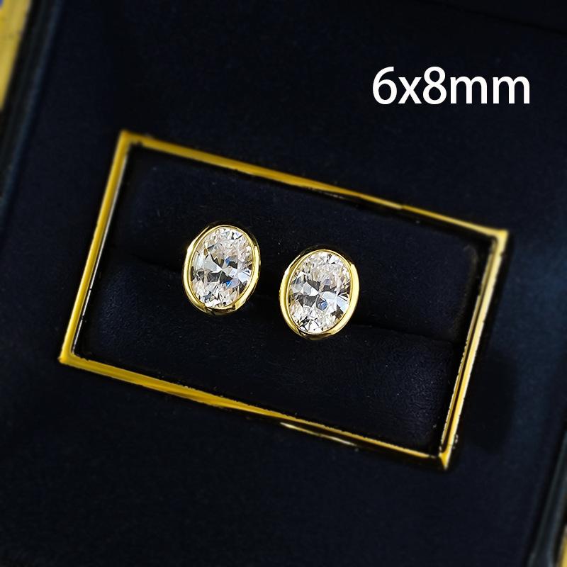 OEVAS Classic Oval/Water Drop Bubble Zircon Earrings for Women S925 Silver Plated Gold Party Fine Jewelry