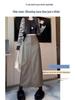 Plus Size High Waist PU Leather Midi Skirt - Retro A-Line Pencil Design with Slit for Women, Autumn/Winter Collection