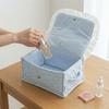 Button Closure Cotton Quilted Storage Basket Lace Edge Fabric Storage Basket  Dresser