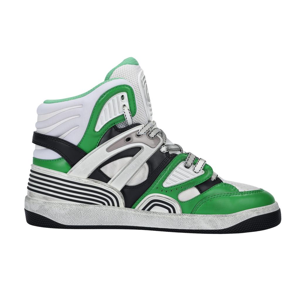 Gucci Basket Leather High Top Stylish Skateboarding Shoes Men's Green 661301 2SH90 3760