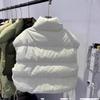 Women Mock Neck Zipper Up Solid Warm Vest Coat Casual Loose Thicken Jacket Coat Women Puffer Jackets Autumn Winter
