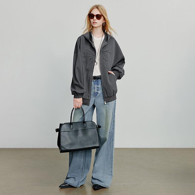 Women's Autumn Retro Bowknot Hooded Zipper Sweatshirt