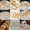Gold Alloy Irregular Open Cuff Bangle for Women - Light Luxury European & American Style