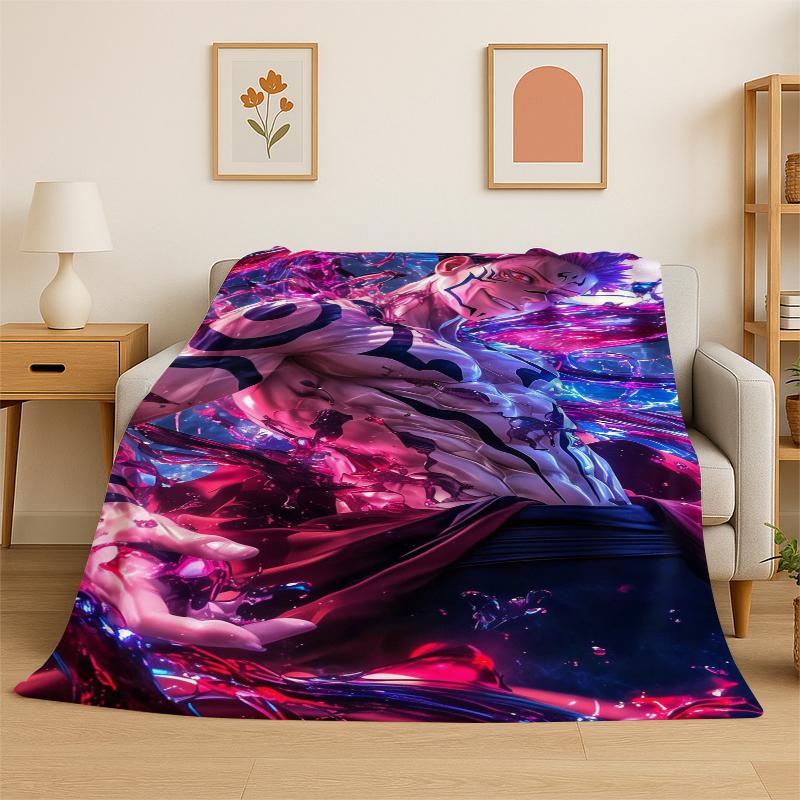 

Cartoon Jujutsu Kaisen Anime Itadori Yuj Flannel Blanket Soft Warm Throw Blanket for Bedroom Living Room Bed Travel Picnic Kid 75x90cm