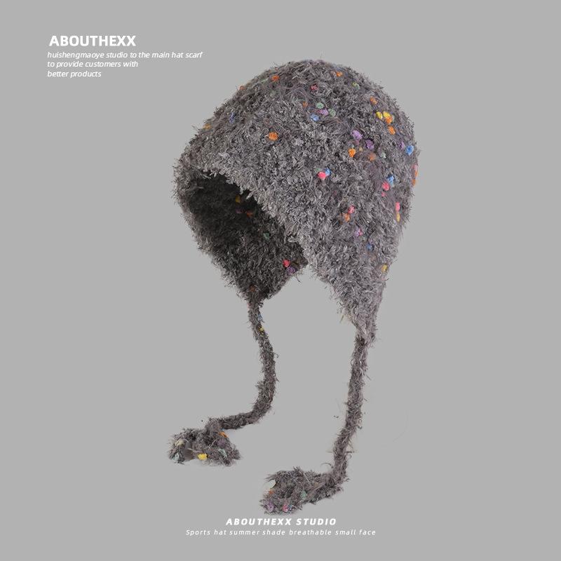 New Autumn and Winter Warm Ear Protection Hat Showing Face Small Knitted Head Hat Korean Version Versatile Knitted Hat Trend