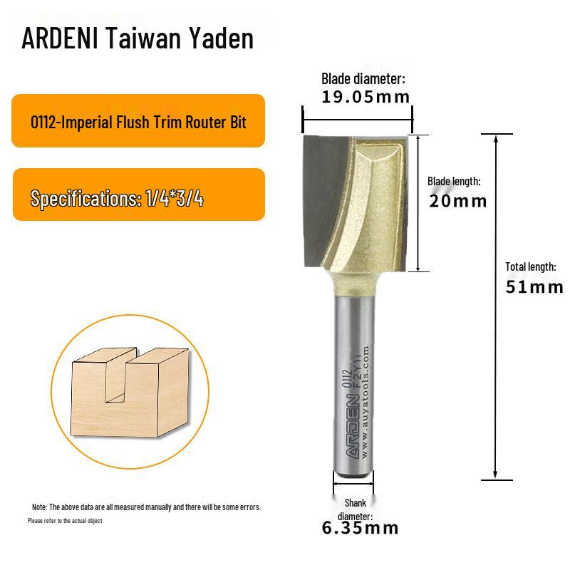 Yaden Metric Flat Bottom Woodworking Cutter: Slotting, Rebating, Milling, Trimming, Engraving, & Router.