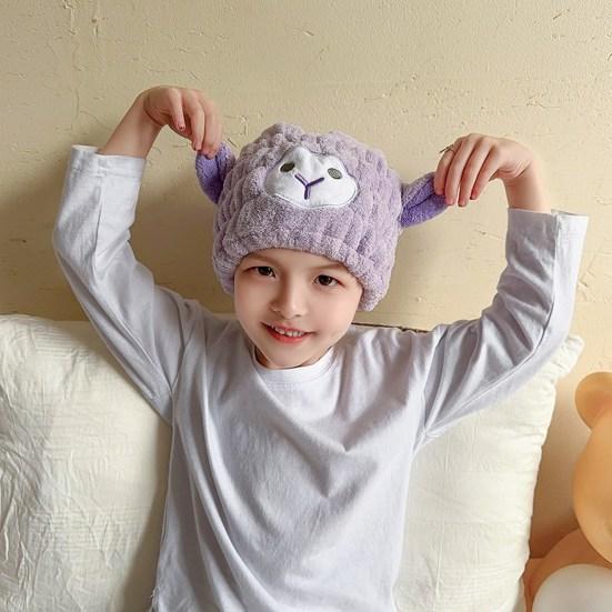 Hair Dry Hat Cartoon Quick-dry Strongly Absorbent Non-shedding Coral Fleece Cute Sheep Dry Hair Towel Bathroom Supplies