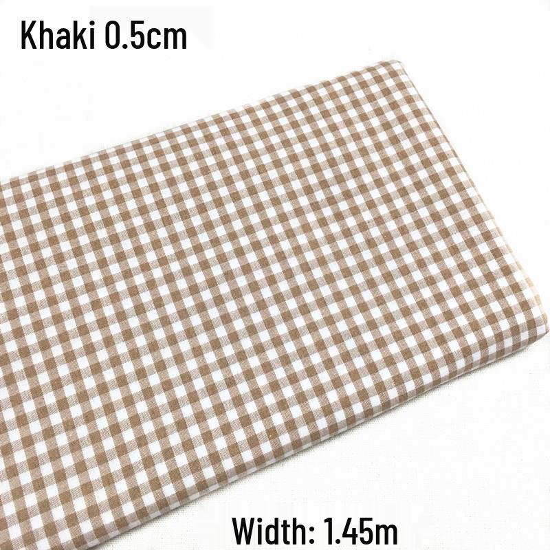 Khaki Plaid Fabric for DIY: Small Square Shirt, Tablecloth, Curtain