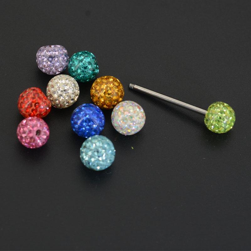 3-5mm 14G/16G Umwickelte Kristallschlammkugel Lippenstecker Schmuckzubehör