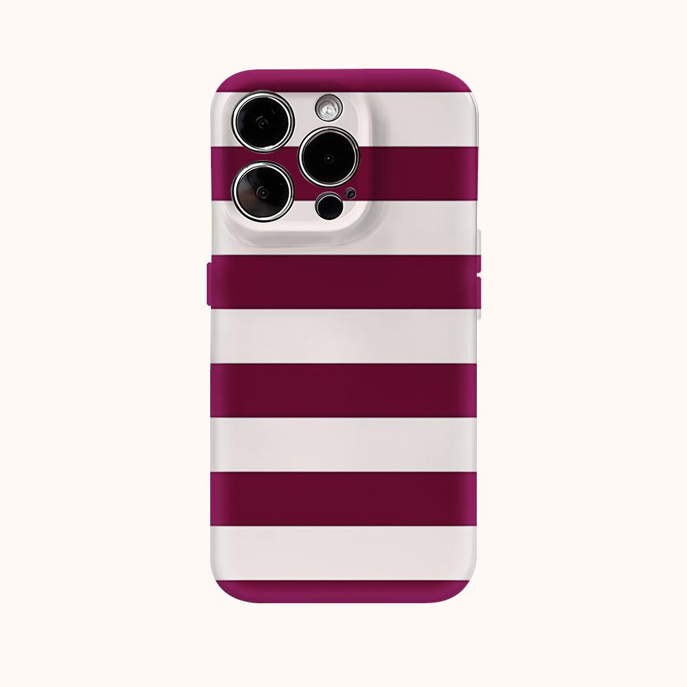 Burgundy White Stripe Phone Case for IPhone 16 15 14 13 12 11 X XS XR XSMAX 7 8 Pro Max Plus Double-layer Back Cover