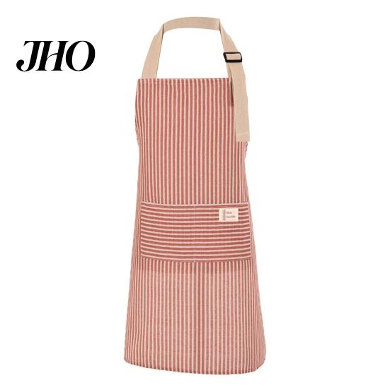 Waterproof Kitchen Apron Cotton Linen Striped with Pocket Breathable Oil-proof Pockets Adjustable Men Women Chef Cooking Baking Sleeveless Bib