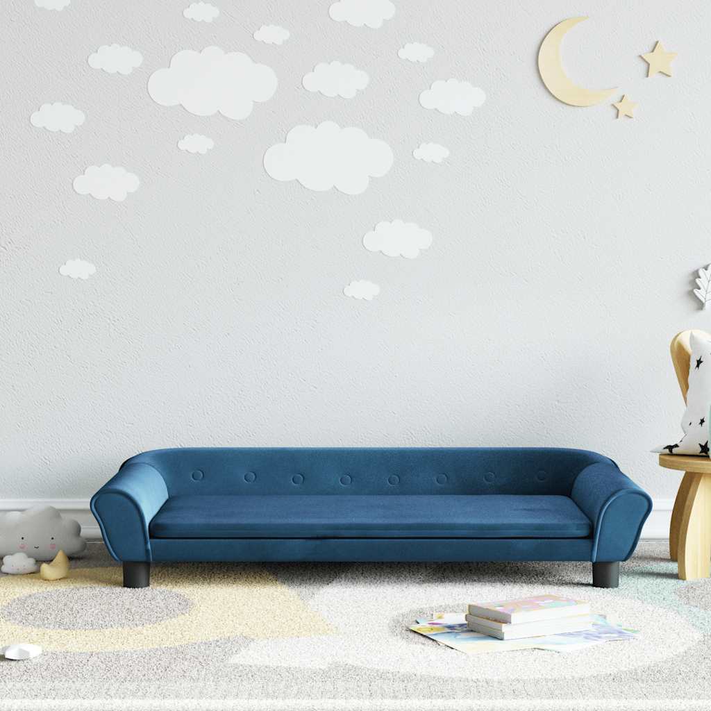Vidaxl Sofa Dla Dzieci, Niebieska, 100X50X26 Cm, Aksamit