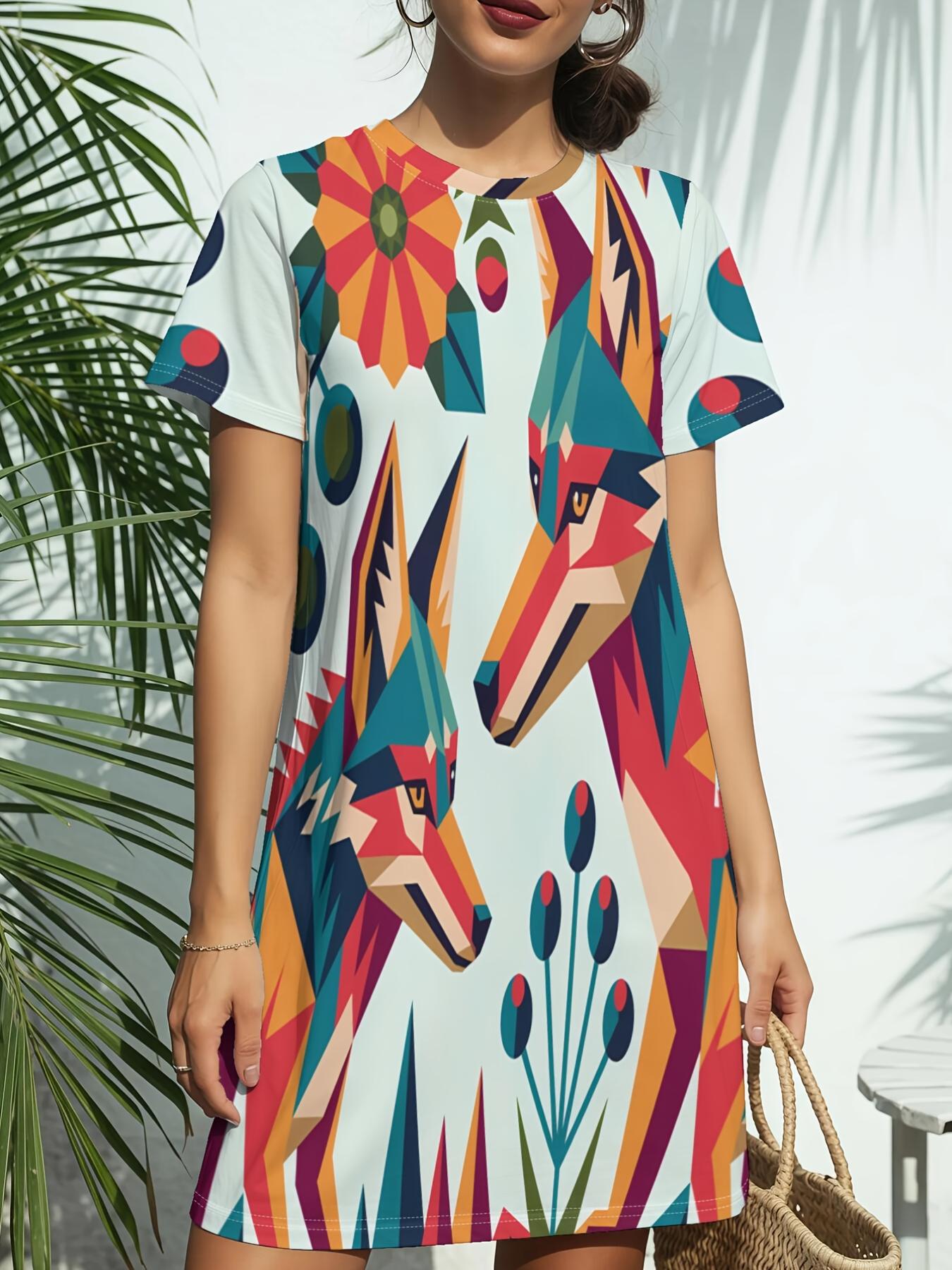 

Women s New Crew Neck Short Sleeve T-Shirt Dress. American Trend Digital Print. Casual ; Versatile for Spring and Summer. Elegant ; Chic Wome s Dss 4XL дубильна кора