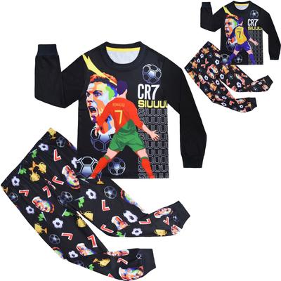 Conjunto de Manga Larga, Estampado de Jugador de Fútbol, Ropa Casual de Casa de Manga Larga + Pantalones para Niños de Edad Media y Mayores.