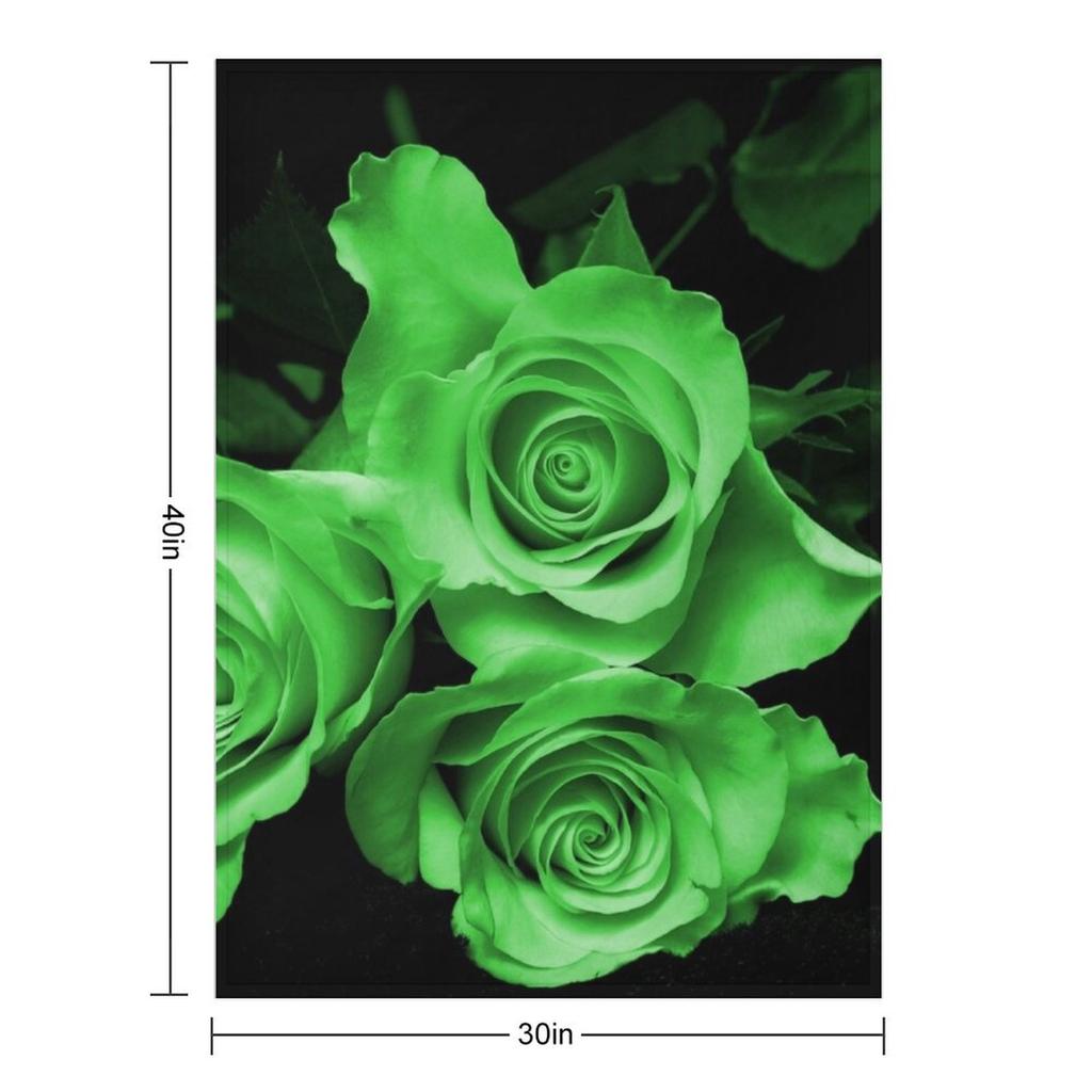 Rose Garden Green Throw Blanket Beautifuls Flannel Fabric Vintage Softest Blankets