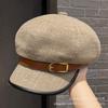 Autumn and winter new simple belt octagonal hat women's fashion versatile cap outdoor woolen warm newsboy hat