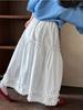 Spring 2026 High Waist Patchwork Wood Ear Ruffle Korean Style Long Cake Skirt