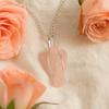 Rose Quartz Crystal Guardian Angel Pendant