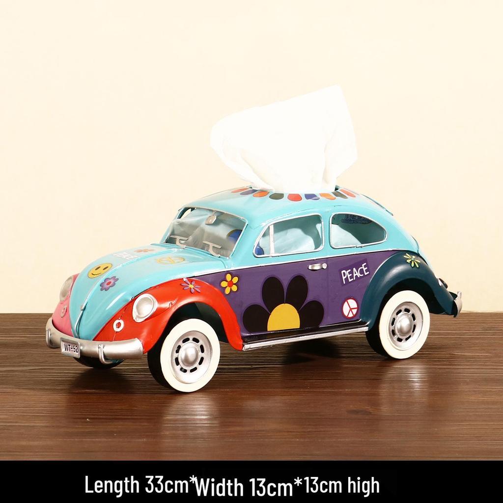 Retro Beetle Car Paper Towel Holder - Creative Iron Art Tissue Box Home Decoration Ornament
