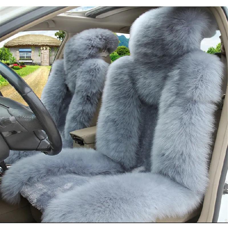 

Натуральная австралийская овчина Мех Чехол на переднее сиденье автомобиля Зимний Универсальный
