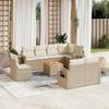 Vidaxl 9-Cz. Garden Furniture Set With Cushions, Beige, Poly Rattan