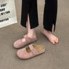 In the summer of 2025, the new Velcro lazy one-pedal fashionable pink half-tray shoes, platform height-increasing outer slippers.