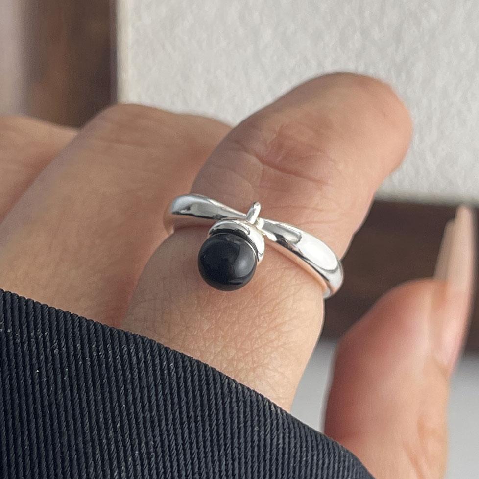 Xiaomi 925 Sterling Silver Rings for Women Couple Minimalist Handmade Simple Black Stone Ring Fine Jewelry Gift Prevent Allergy