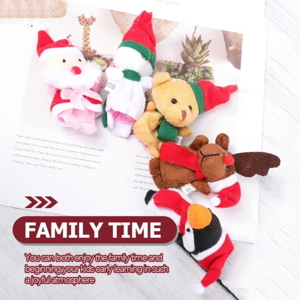 

Finger Wear Santa Claus Finger Puppets Cartoon Animal Hand Puppet Soft Doll Toy Christmas