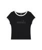 Imiseu Lettering Rhinestone T-Shirt-Black