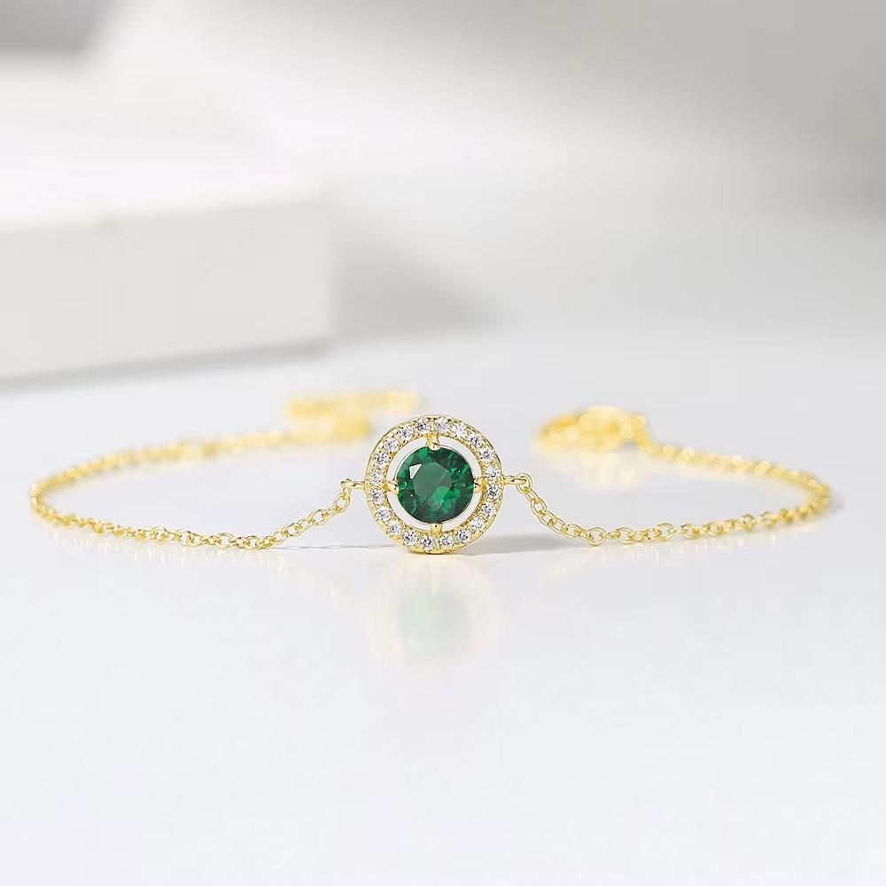 Round Cut Cubic Zirconia Bracelet For Women Rose Gold Color Hand Chain Jewelry H165