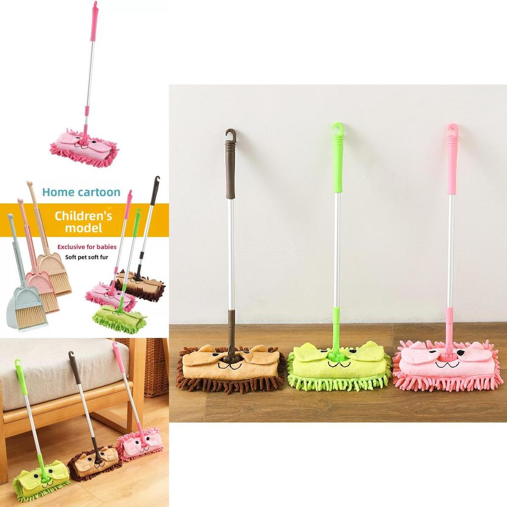 Childrens Household Toy Mop And Broom With Cotton Fabric Dust Pan For Imaginative Play