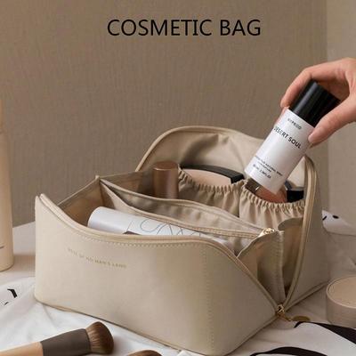 1pc Large Travel Cosmetic Bag For Women Leather Makeup Organizer Female Toiletry Bag