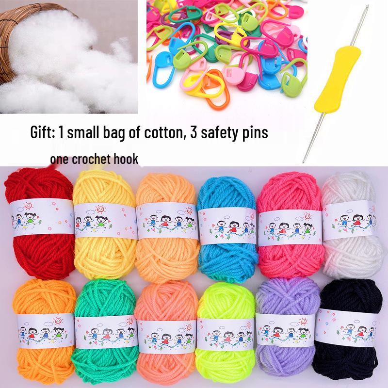 12-Color Children's DIY Yarn Balls for Kindergarten Weaving and Crafts