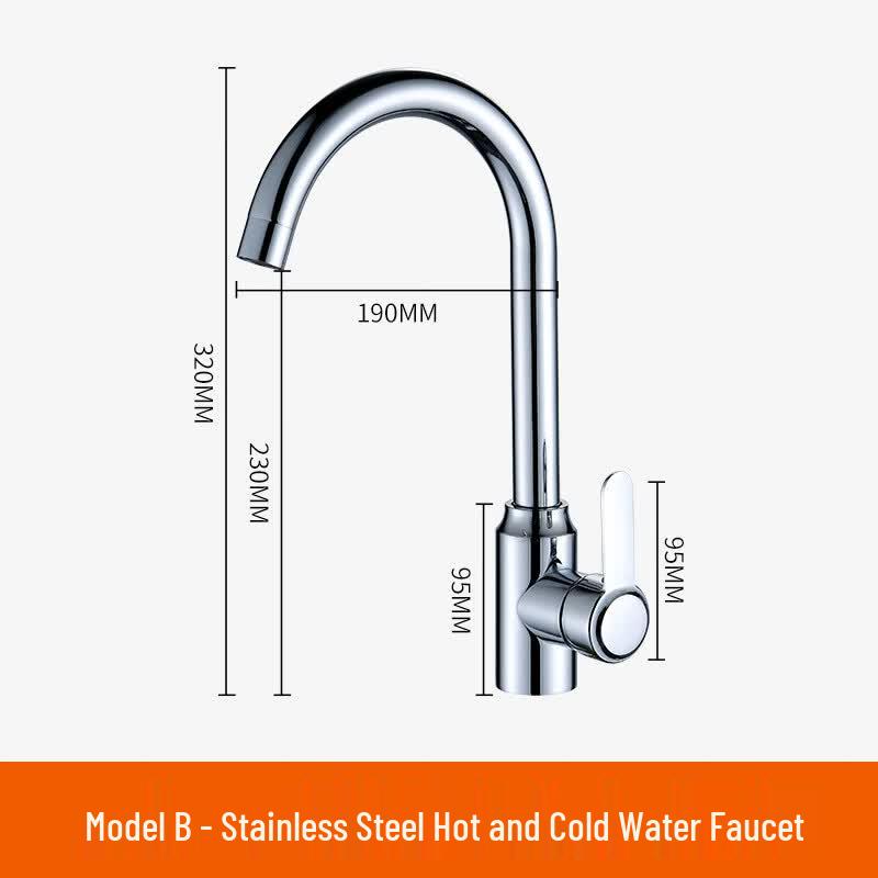 TLXT Rotatable Hot & Cold Stainless Steel Kitchen Faucet