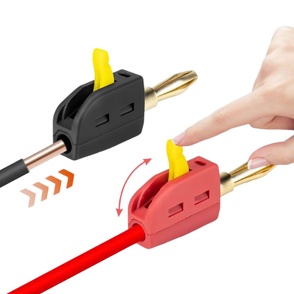10Pcs 4mm High Current Plugs Solder-Free Gold-Plated Banana Connector Push-On Quick Connect Plug for 32A Electrical Test