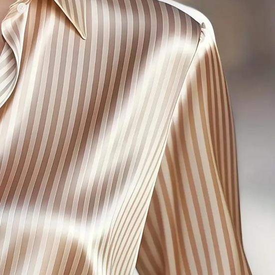 Cămașă Dama Guler Rever Mânecă Lungă Nasturi Fentă Cămăși Topuri Textură Netedă Imprimeu Dungat Croială Largă Casual Cămașă de Lucru