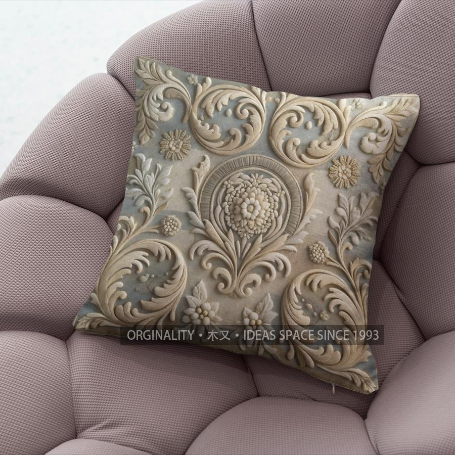 Vintage Embossed Floral Scroll Throw Pillow Covers Pattern Cushion Cover Suitable For Sofa Bedroom Car Pillow Cover