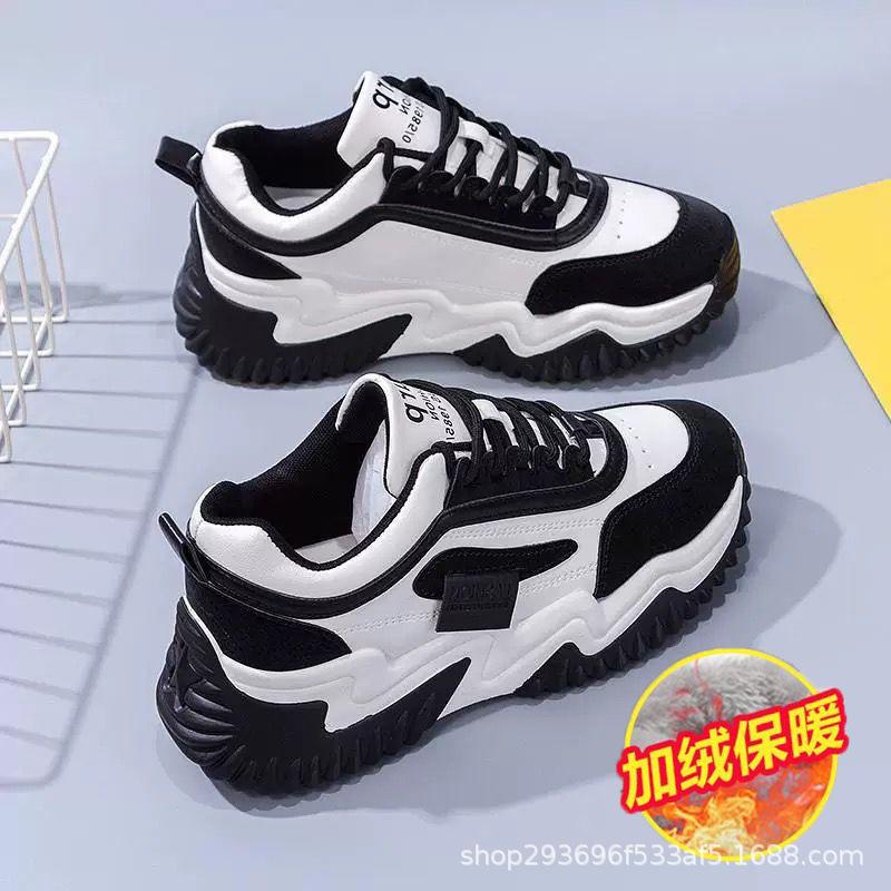 

Женские кроссовки Daddy Shoes 2025 Новые Осенние Женские Туфли Универсальная Платформа Осень и Зима Повседневные Маленькие Белые Кроссовки для Бега 40