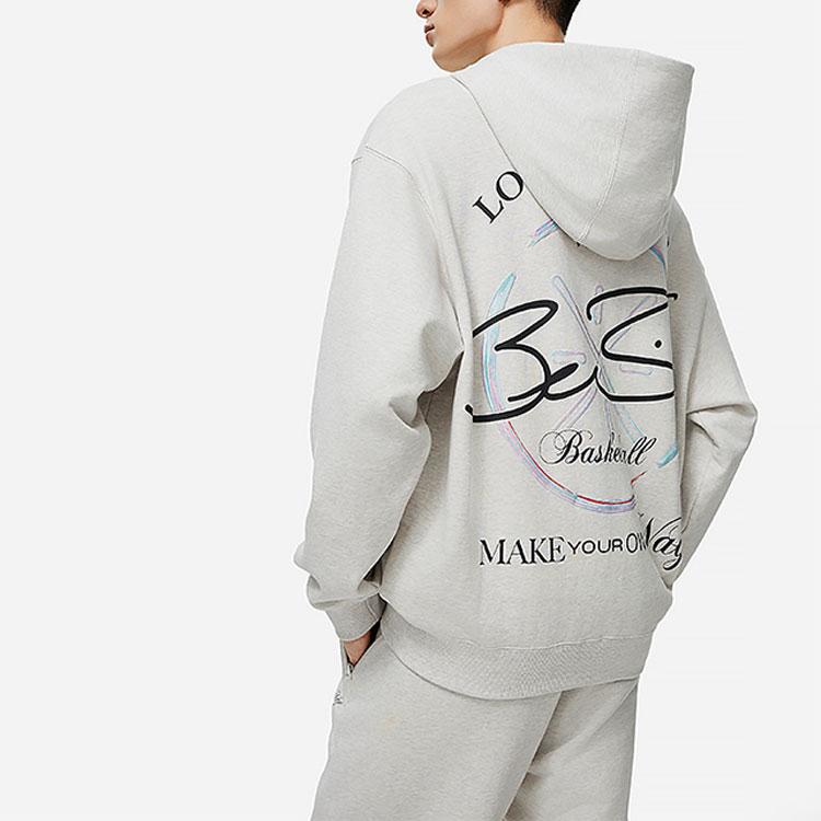 Li Ning Wade Series Mikina s kapucí a potiskem písmen Pánská mikina Květinová-Šedá Dlaždicová-Šedá AWDU013-5