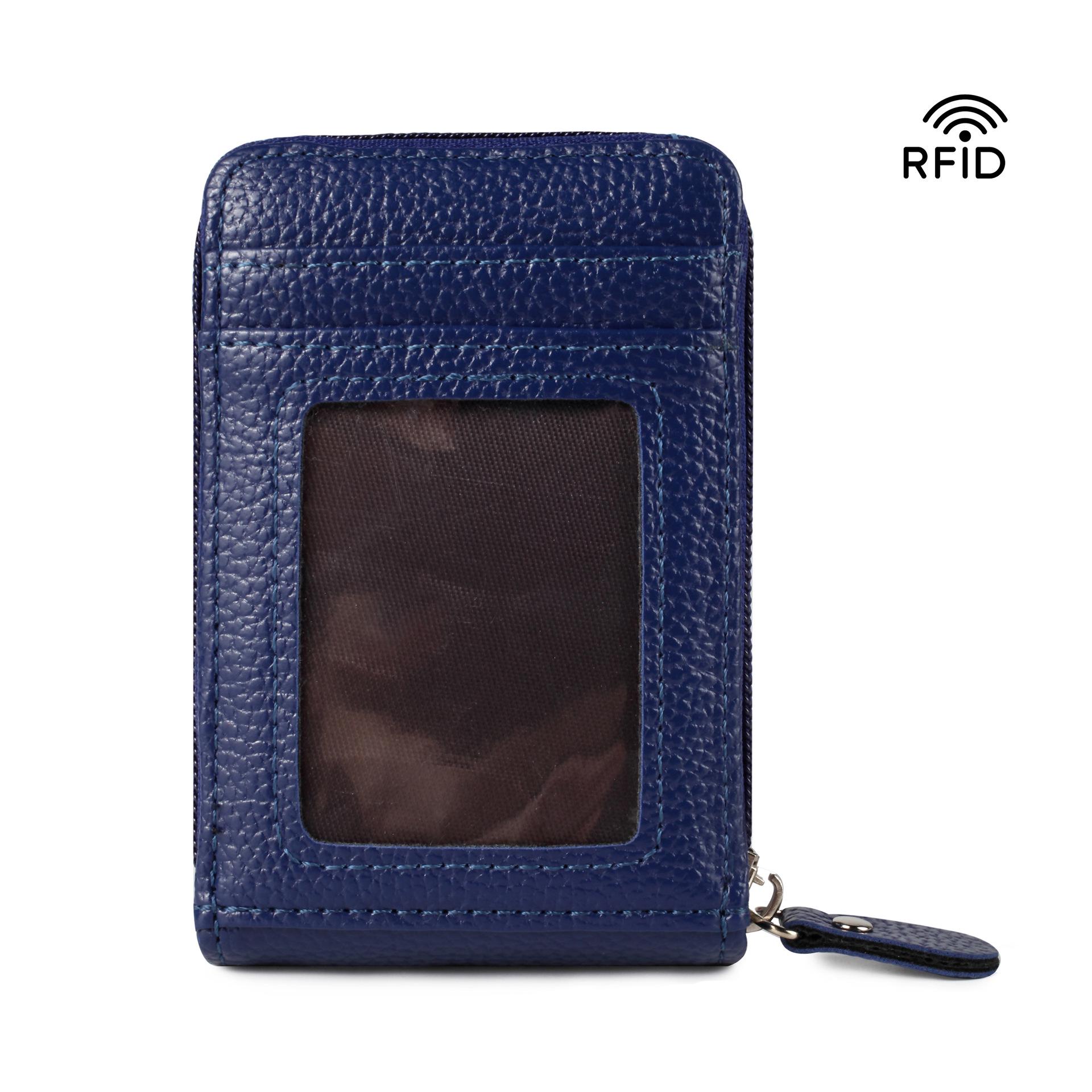 Женский складной держатель для карт с узором личи, противокражный, на множество карт темно-синий