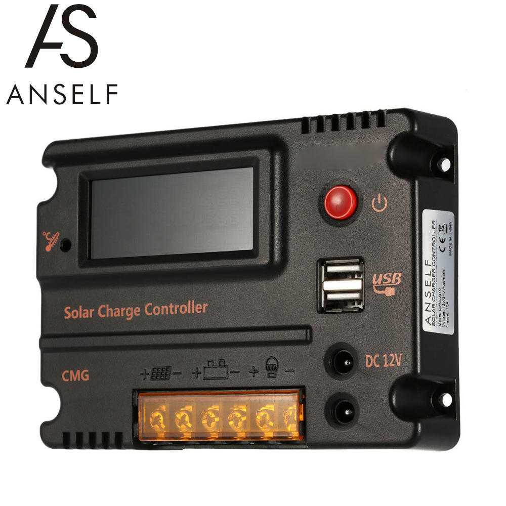 

Контроллер заряда солнечной батареи Anself 20A/10A LCD 12V/24V с интеллектуальным управлением PWM 10