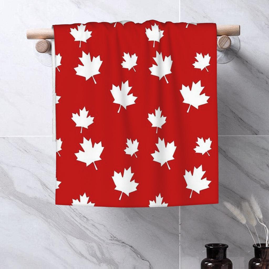 Canada Maple Leaf Flag Pattern Red White Canada Flag Soft Face Towel Quick Dry Pool Bath Cotton Towels Absorbent