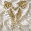 1 Set Gold Silver Sequin Lace Fabric Patch Embroidered Tassel Organza Trim Bodice Collar Applique Sequined Patch Elegant
