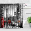 Black White New York City Scenery Shower Curtains Set 3D Building Home Wall Backdrop Decor Nordic Polyester Bathroom Bath Screen