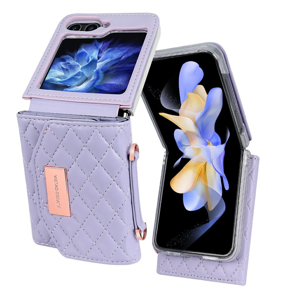 For Samsung Galaxy Z Flip7 FE 5G/Z Flip6 5G Case with Shoulder Strap PU+PC Wallet Phone Cover Built-In Back Screen Film