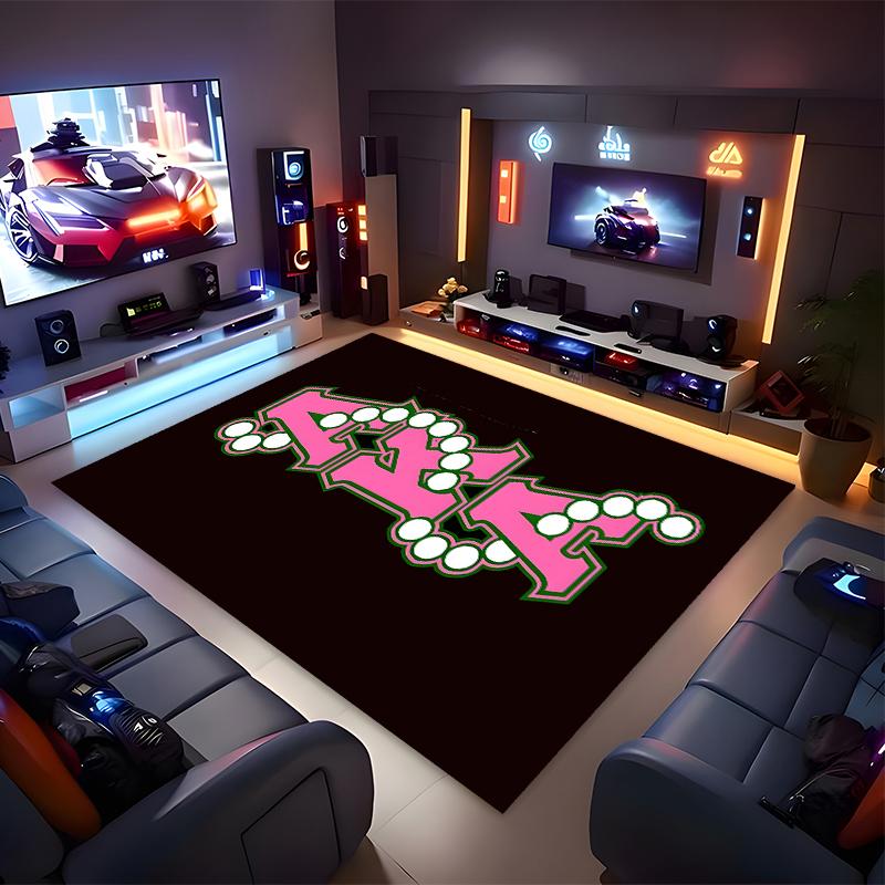 1pc AKA Logo9 Print Area Rug - Soft, Washable Non-Slip Indoor Mat for Office Chairs, Living Room, Home Office Decorative Rug