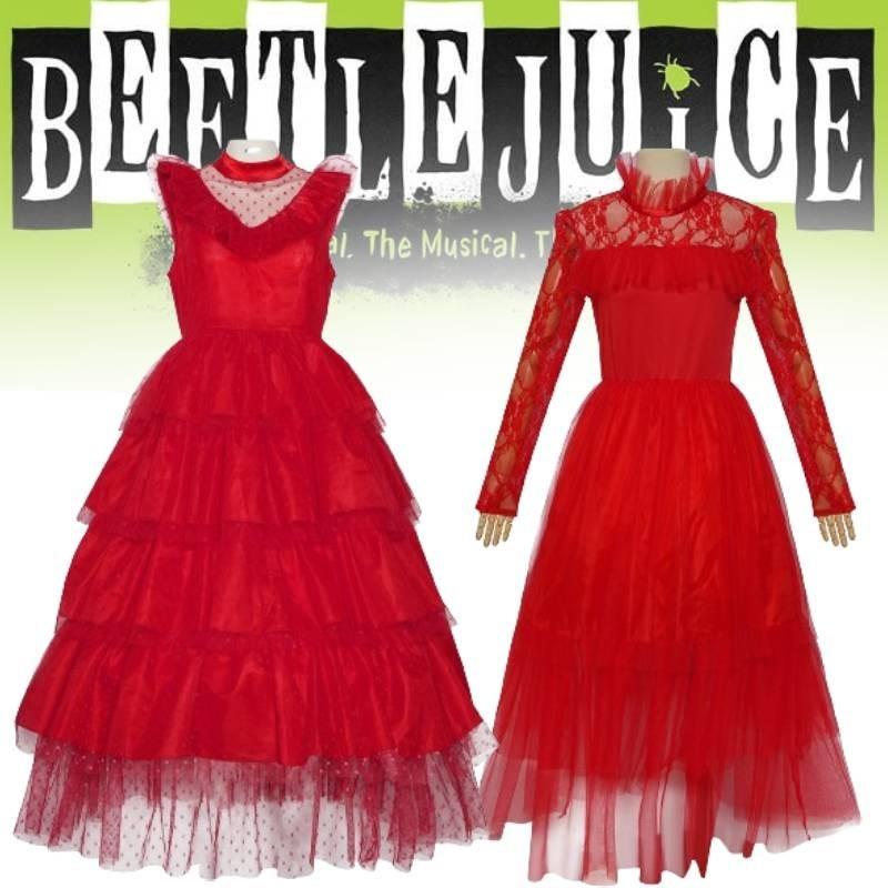 Elegant Lydia Beetlejuice Red Tulle Cosplay Dress For Halloween And Performances