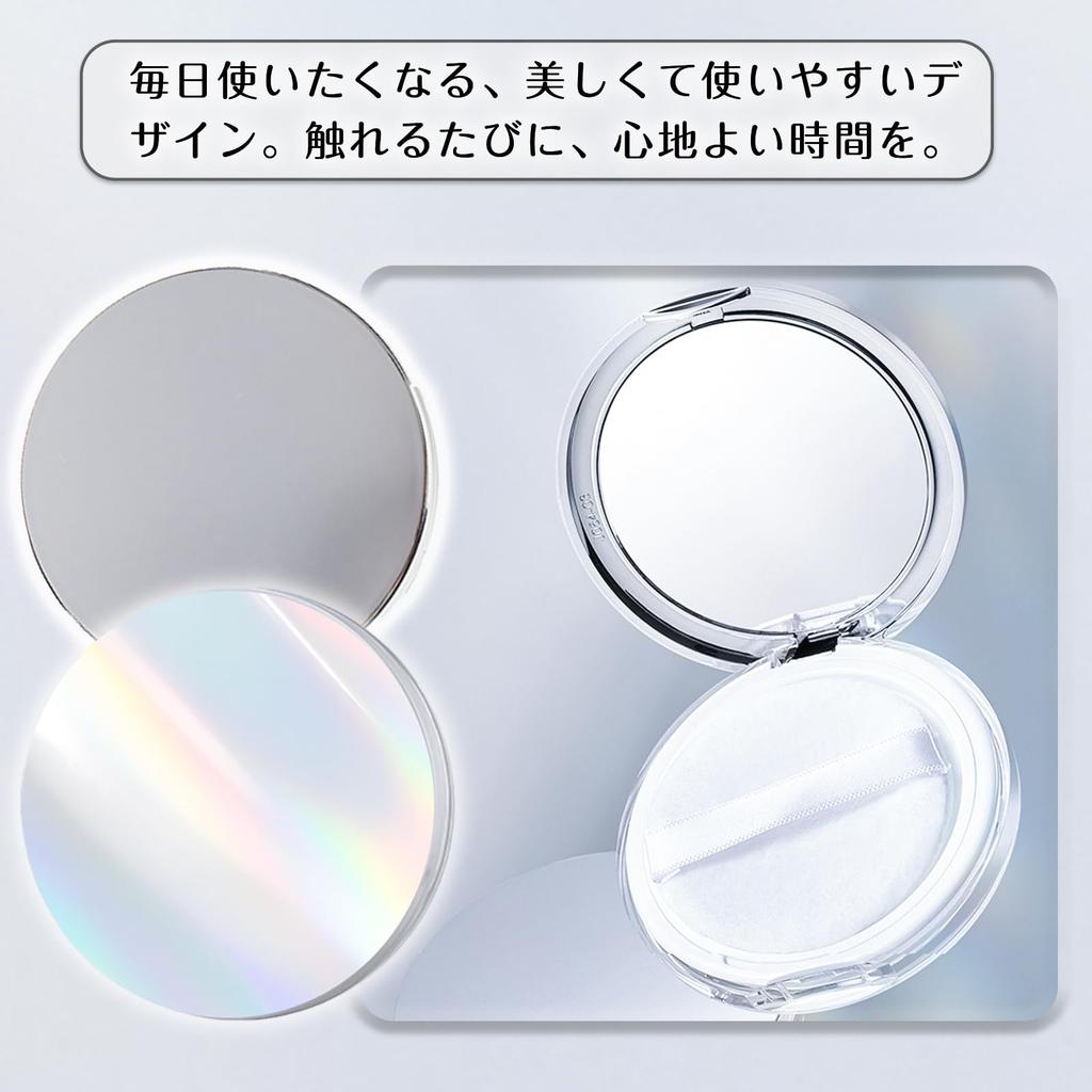 JUJUGO Powder Case 5g with Refillable Powder Travel with Clear Loose Powder Case Ultra-thin Mirror, Compact, Size, Puff,