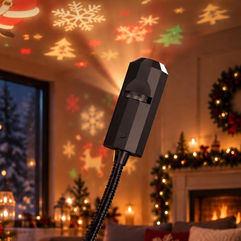 Led Usb Projector Light Projection Patterns- Adjustable Santa Claus Snowman Tree Night Light For Christmas Decorations